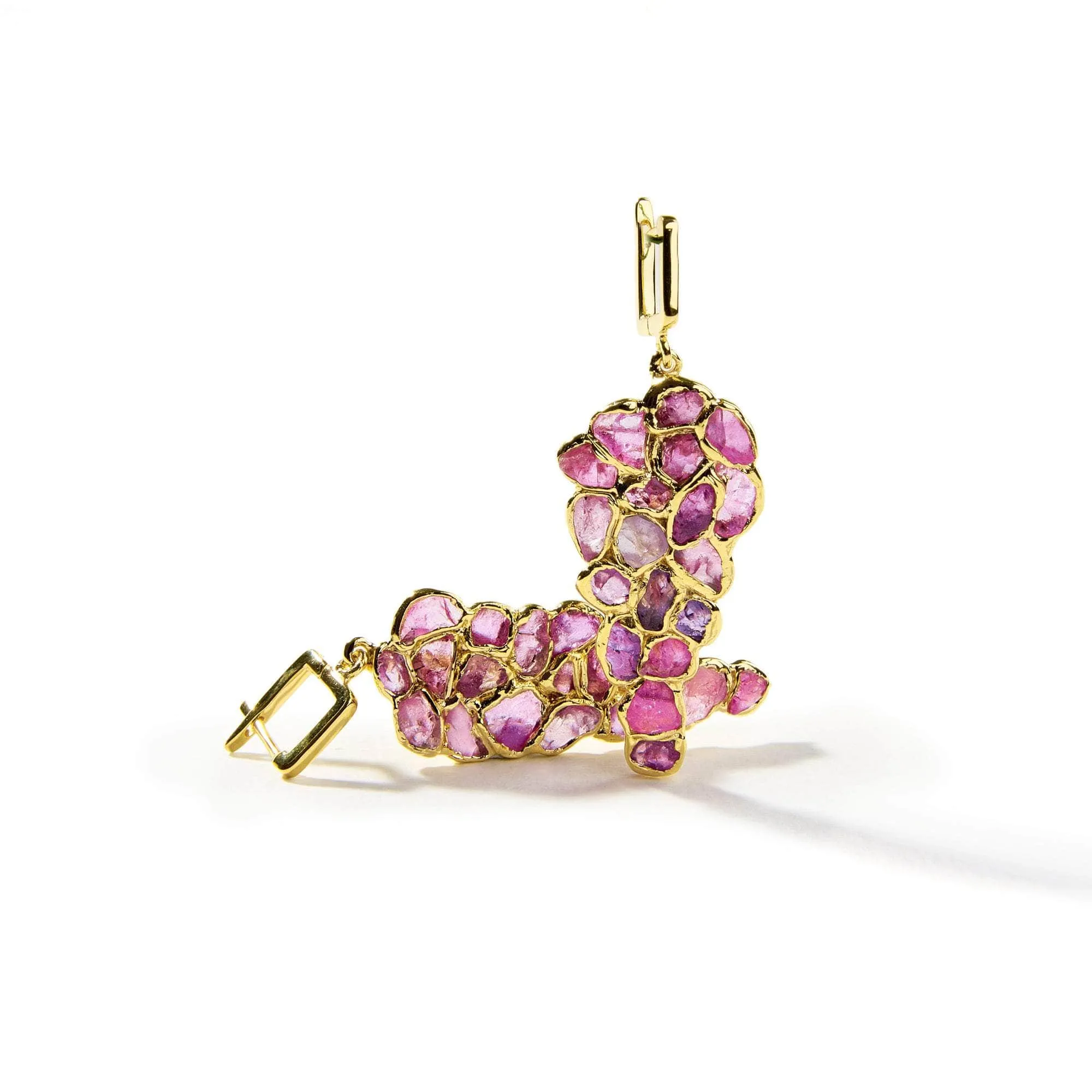 Lea Rough Pink Sapphire Earrings (18K Gold)