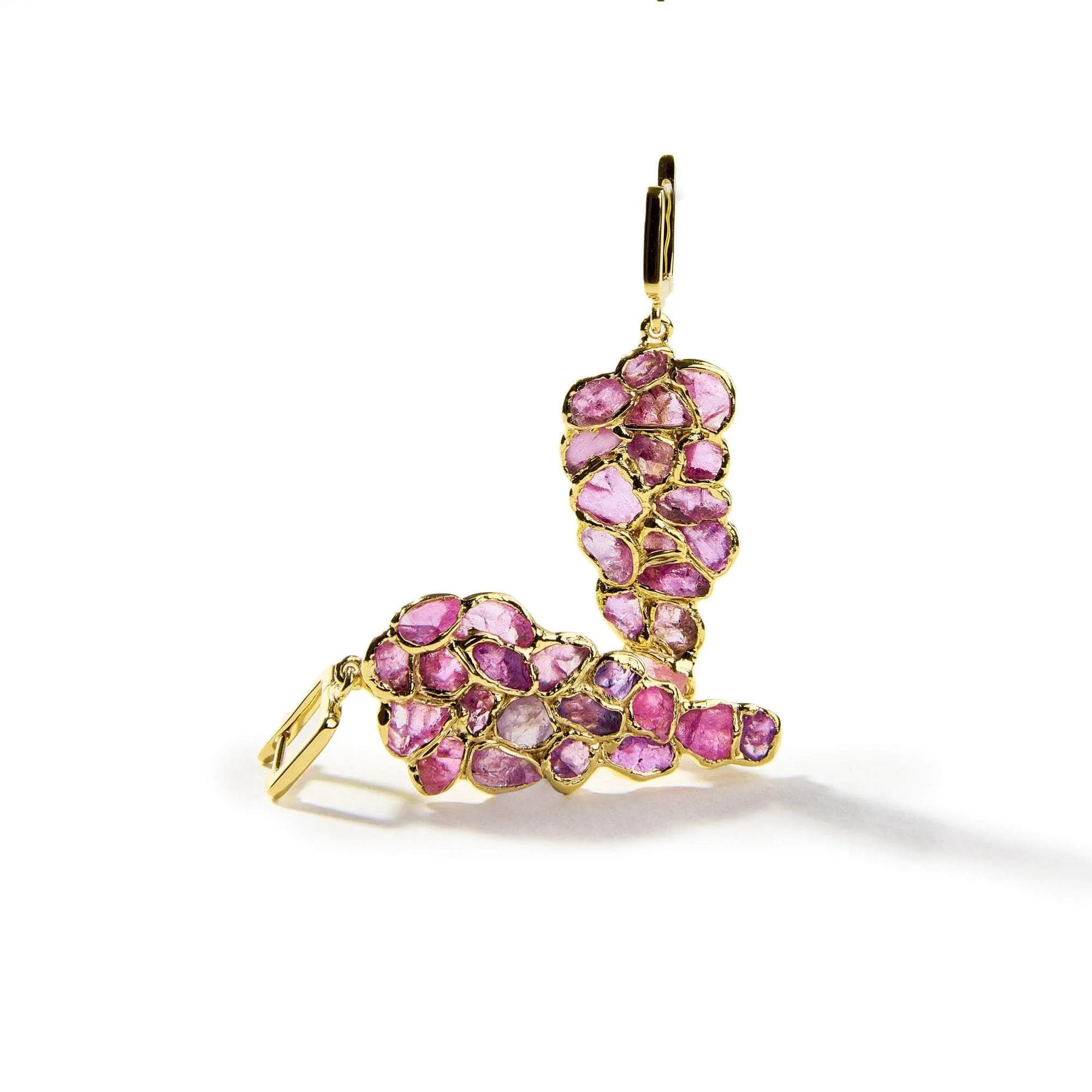 Lea Rough Pink Sapphire Earrings (18K Gold)