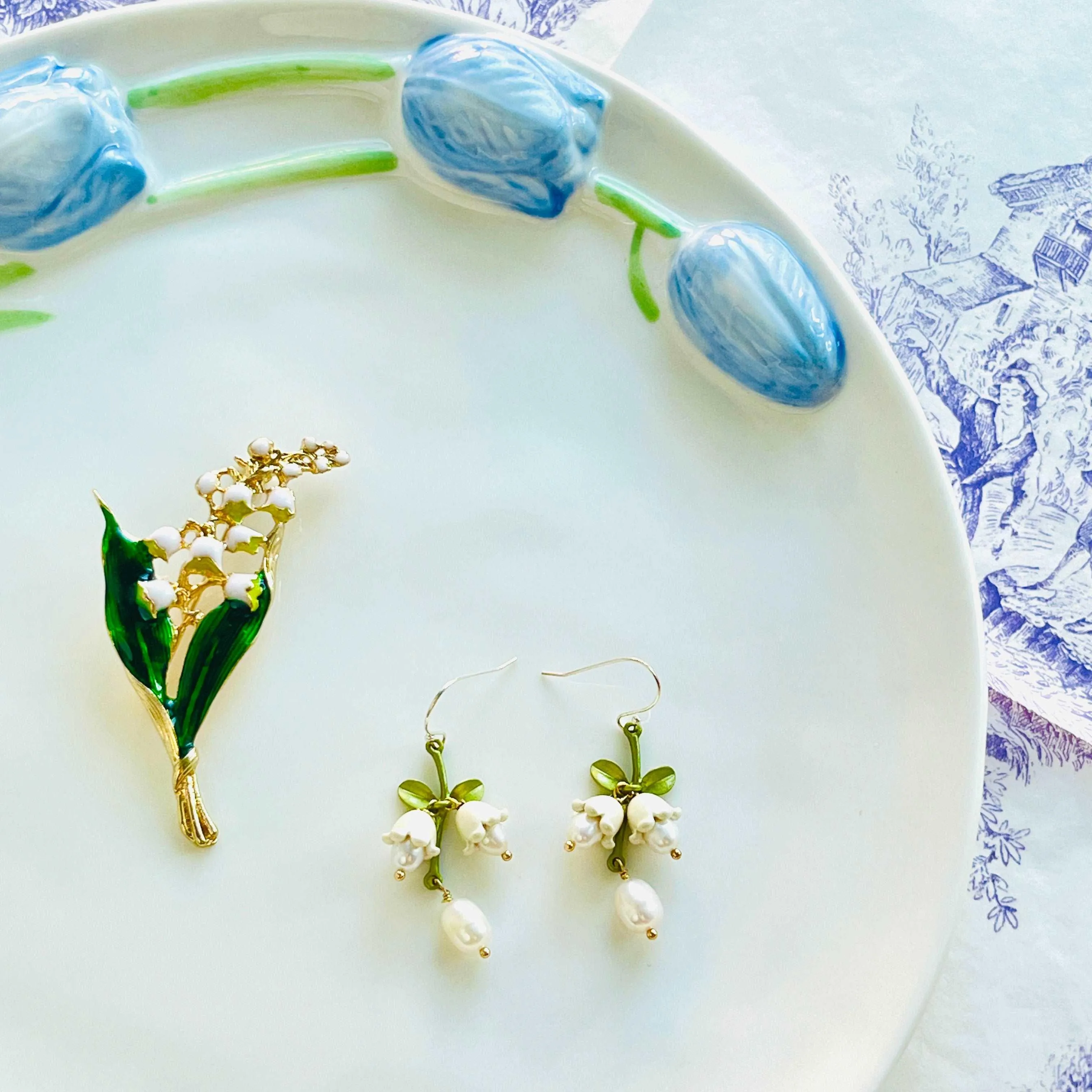 Lily Of The Valley Pearl Drop Earrings