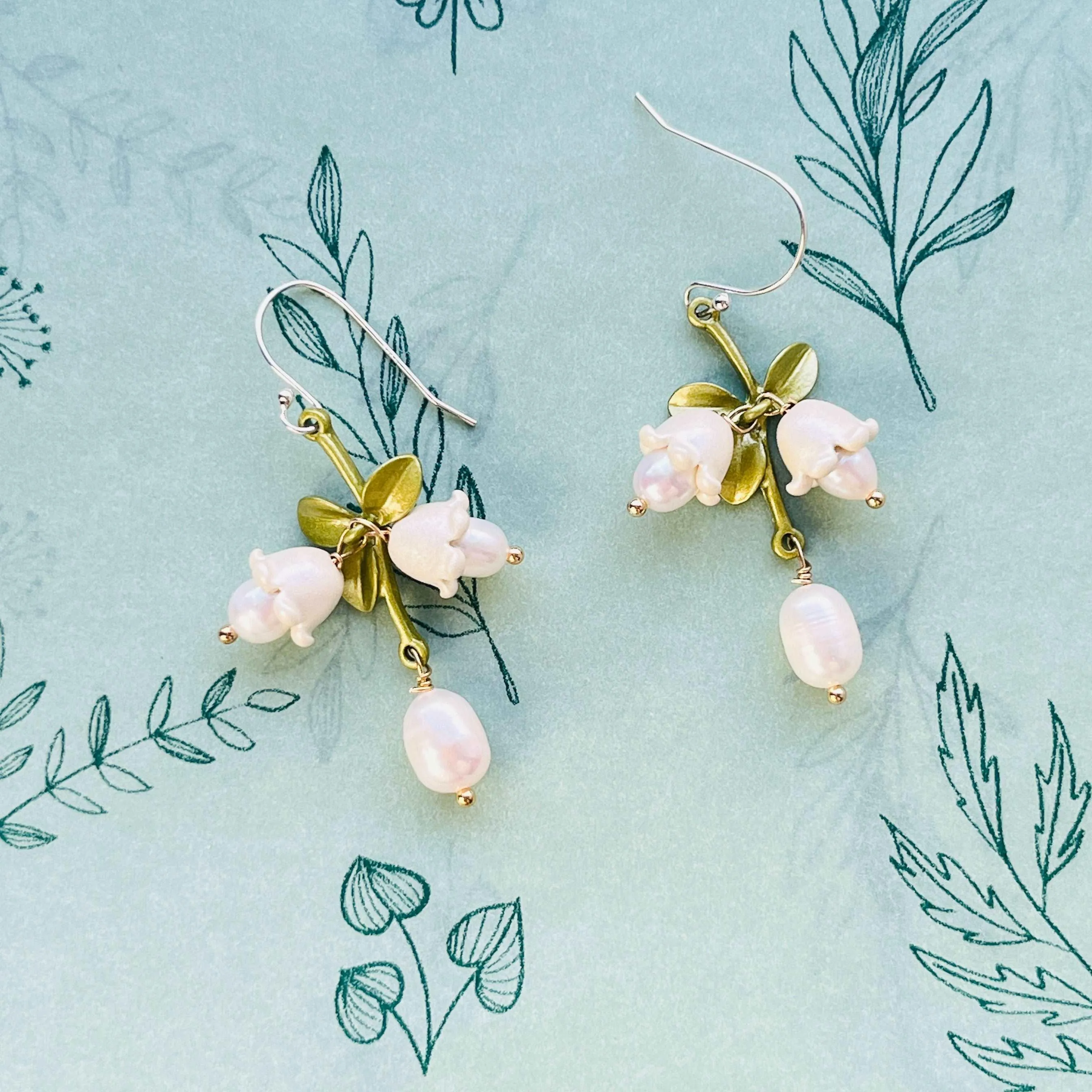 Lily Of The Valley Pearl Drop Earrings