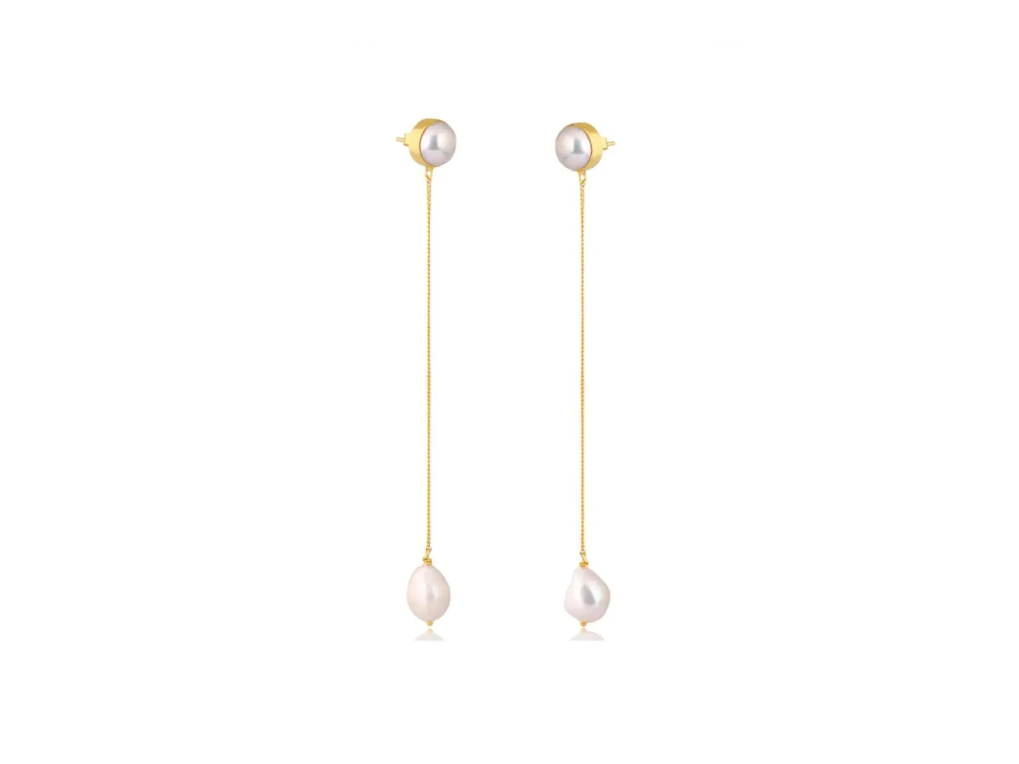 Lola Knight - Maya - Pearl Dangle Earrings - 18CT Gold