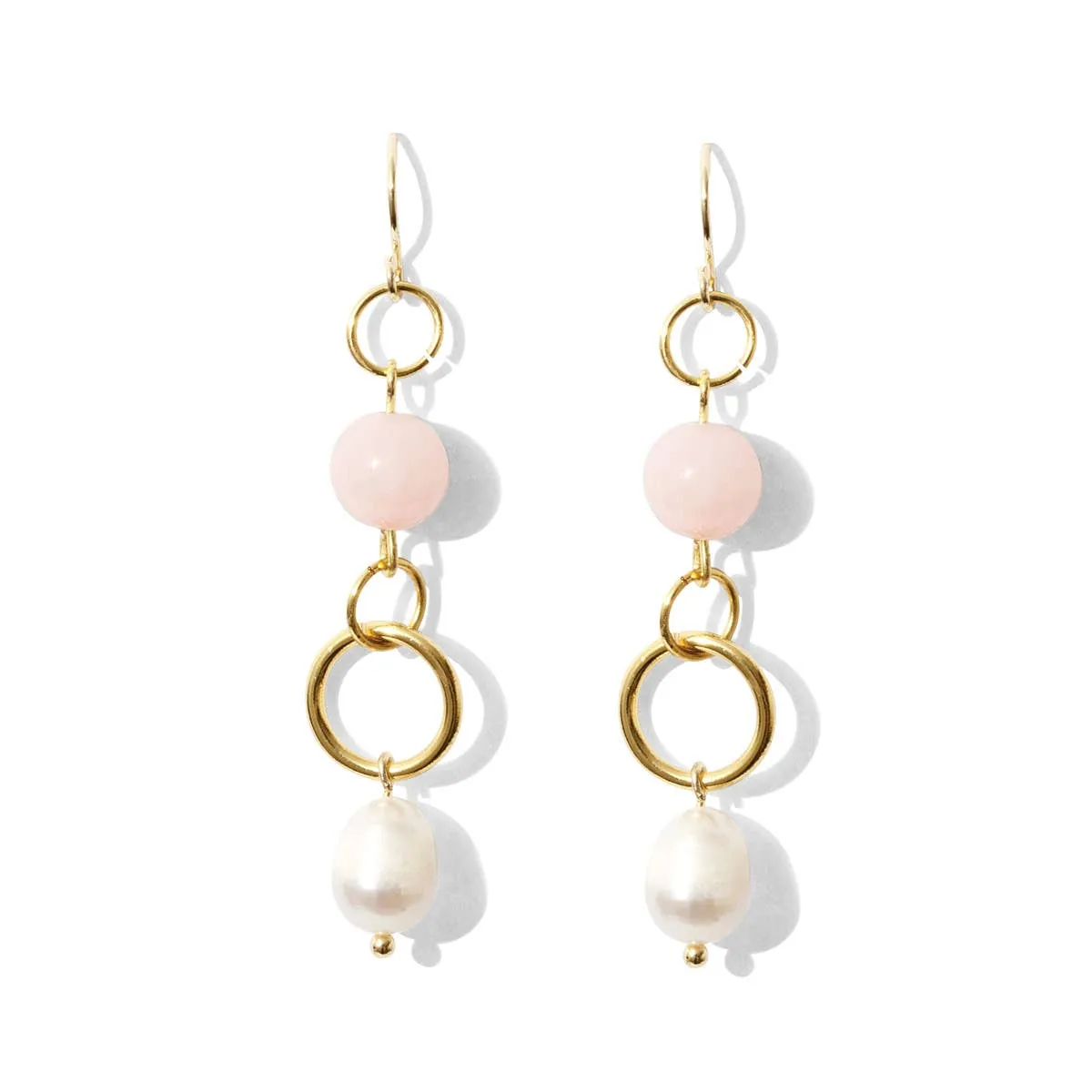 Long Pearl Earrings with Stone