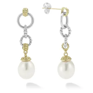 Luna Two-Tone Pearl Circle Drop Earrings