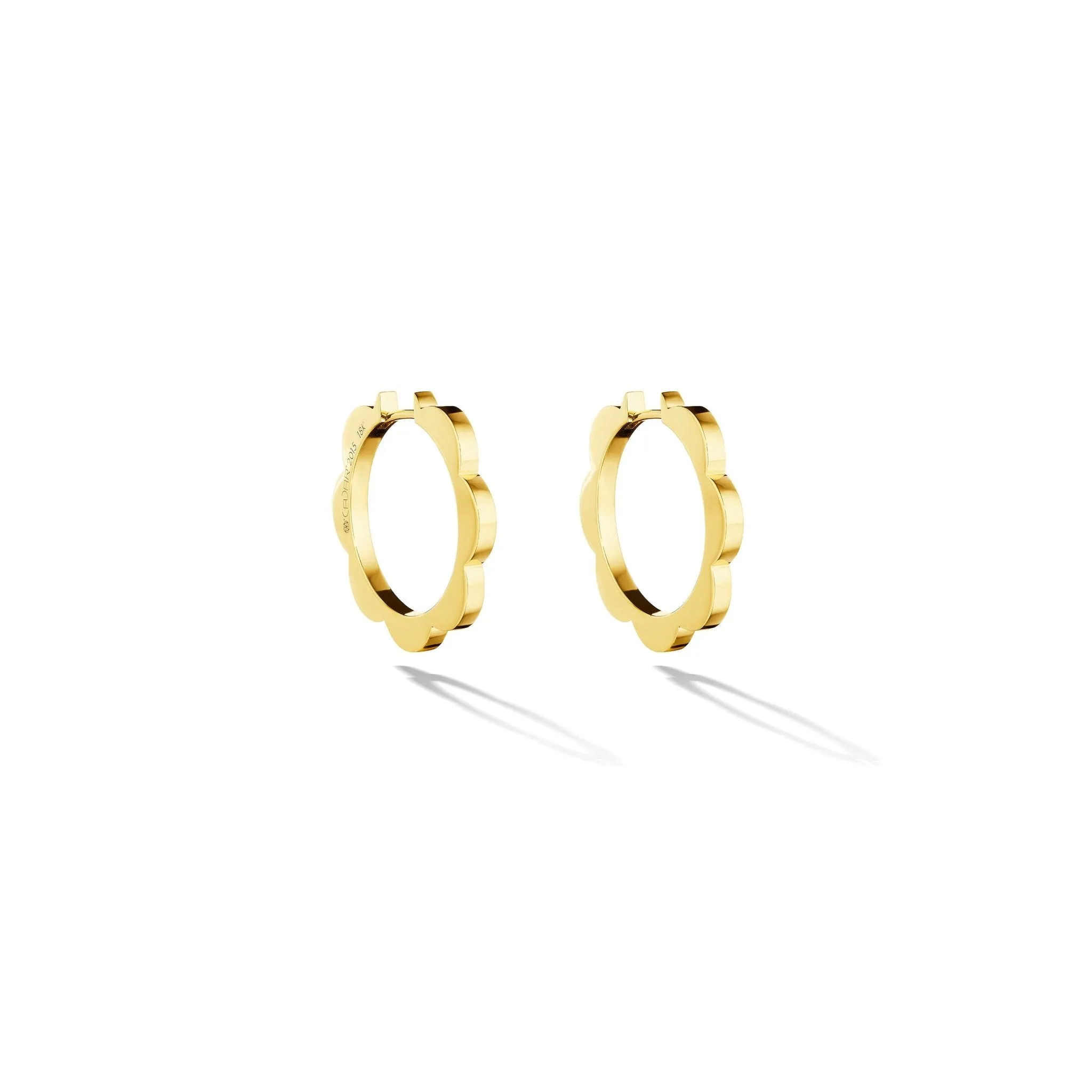 Medium Yellow Gold Triplet Plain Hoop Earrings