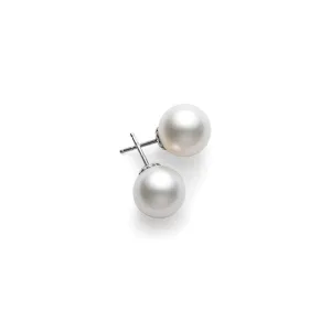 Mikimoto 18K White Gold 9mm Cultured Pearl Stud Earrings