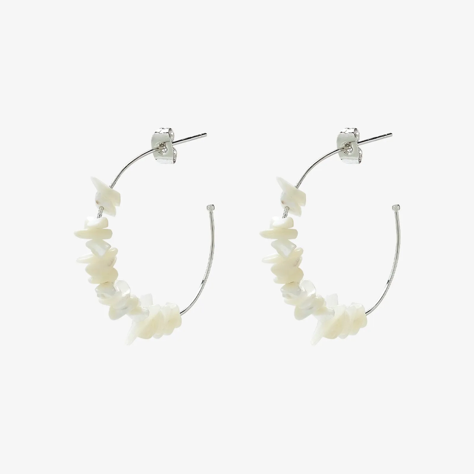 Mother of Pearl Chip Hoop Earrings