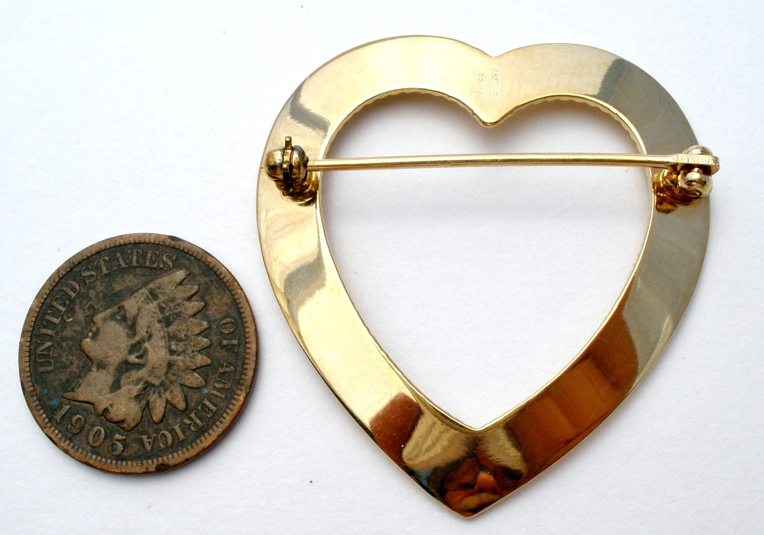 Napier Gold Over Sterling Silver Heart Pin