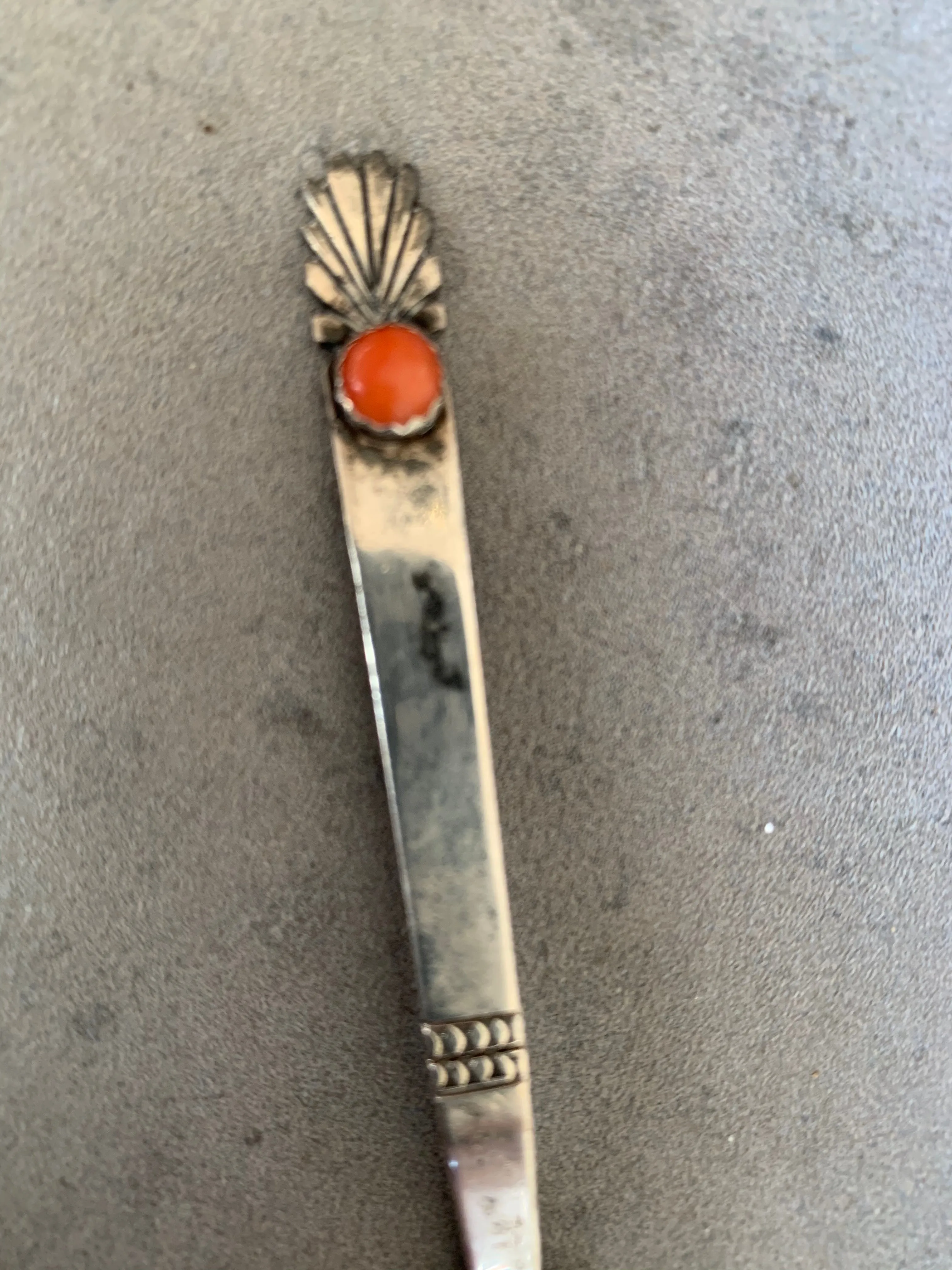 Native American Sterling Coral Hand Made Spoon