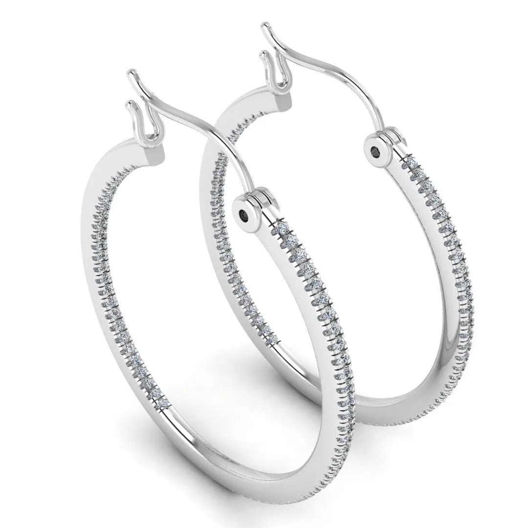 Natural Diamond White Gold Hoop Earrings ER1D