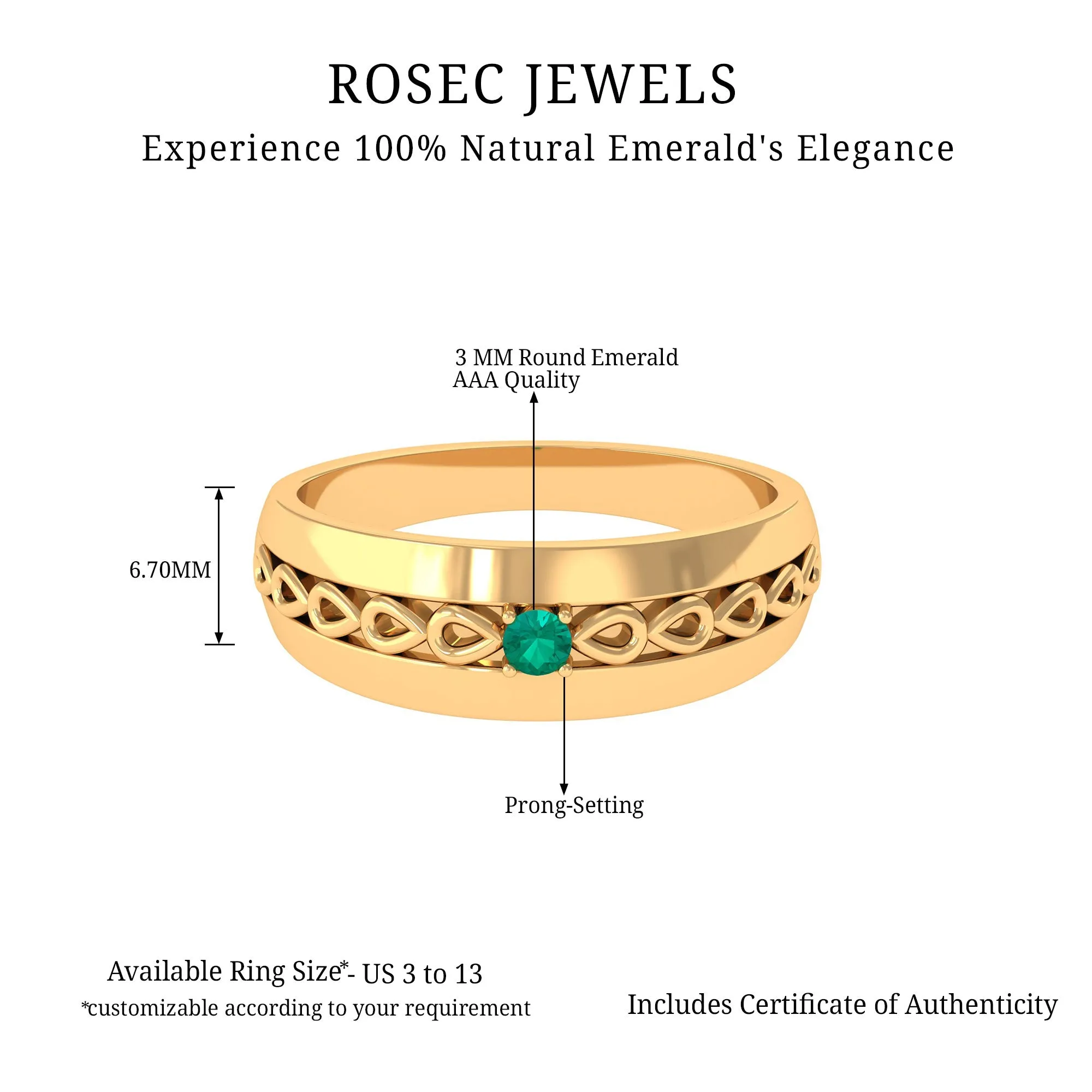 Natural Emerald Designer Band Ring