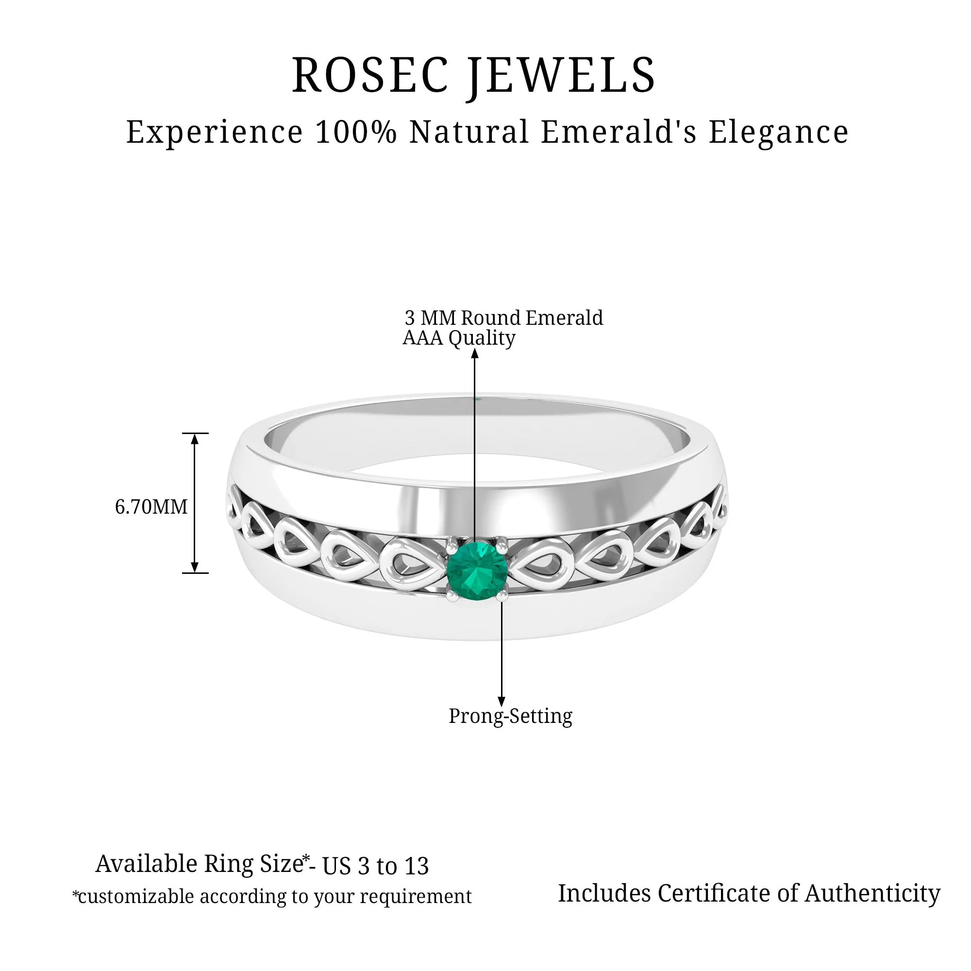 Natural Emerald Designer Band Ring