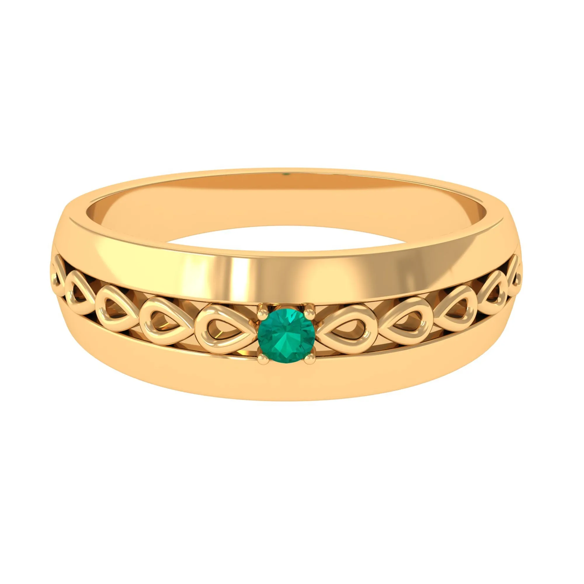 Natural Emerald Designer Band Ring