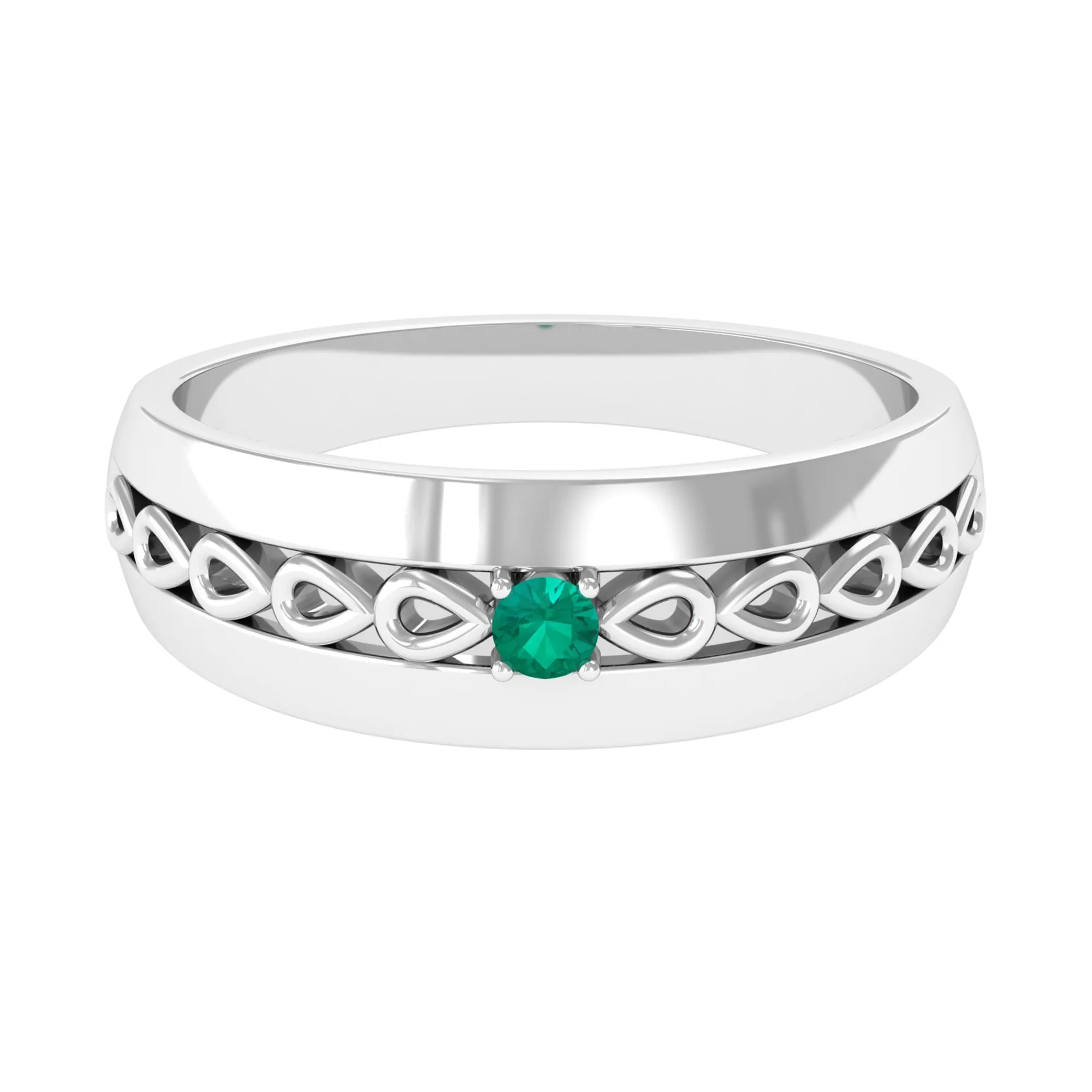 Natural Emerald Designer Band Ring