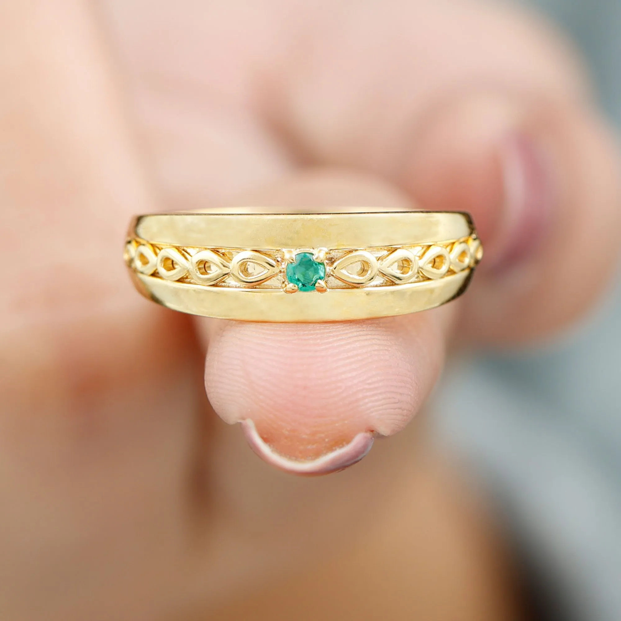 Natural Emerald Designer Band Ring