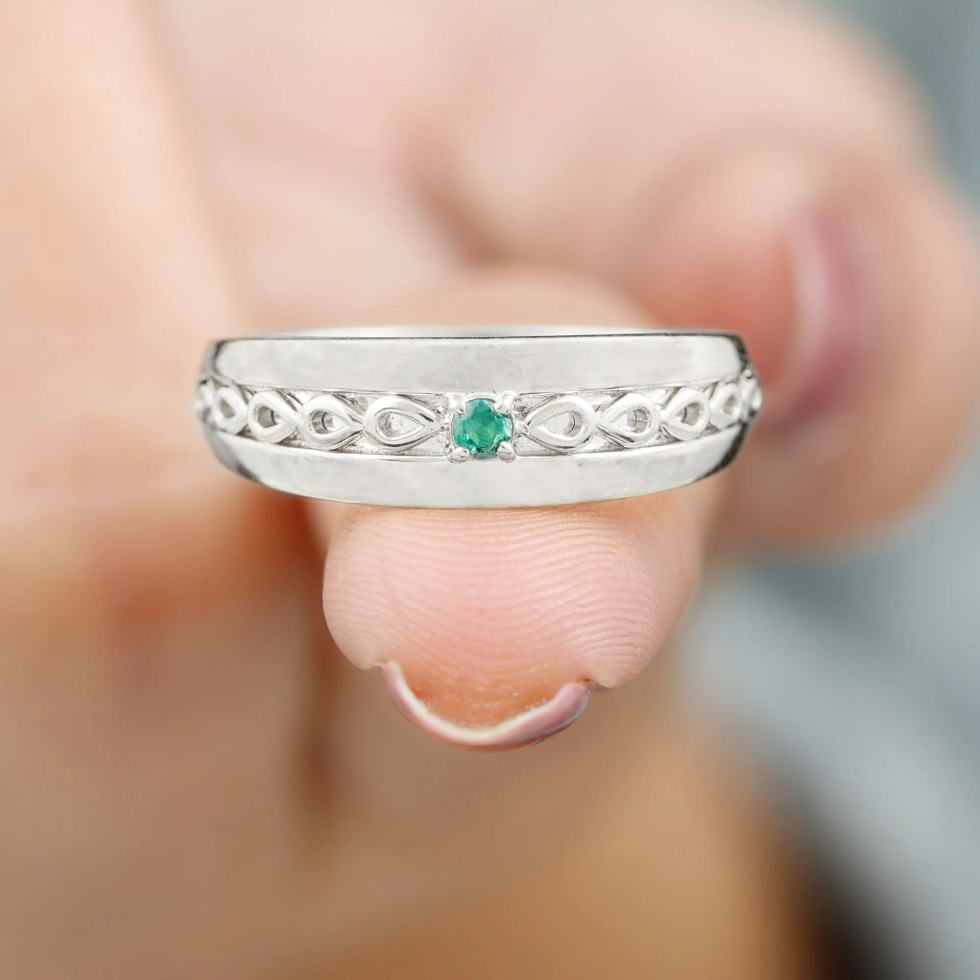 Natural Emerald Designer Band Ring