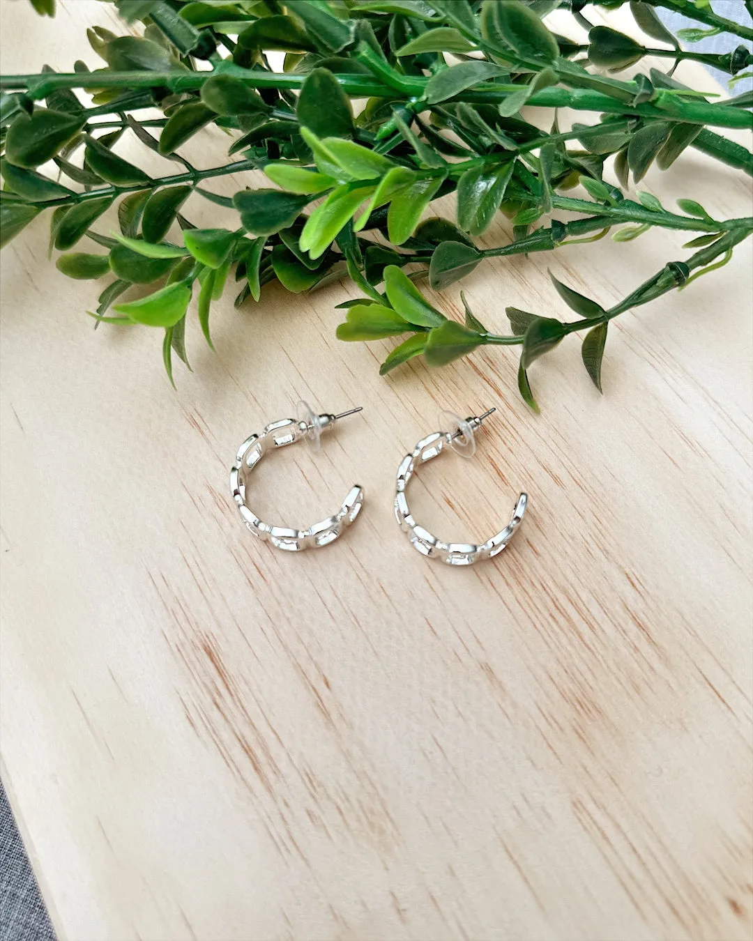 NEW! Silver Geometric Open Hoop Earrings