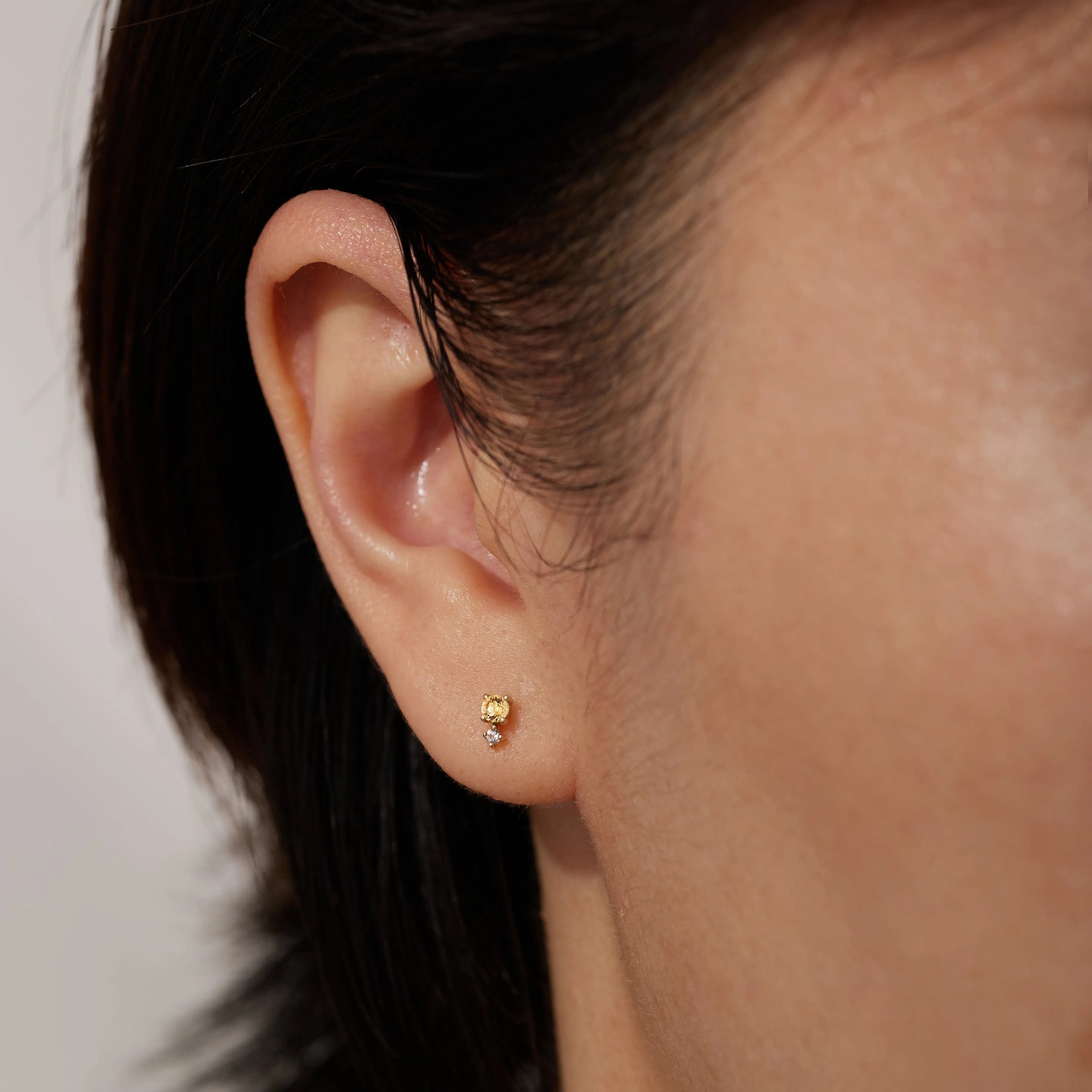 NOVEMBER | Citrine and White Sapphire Stud Earring