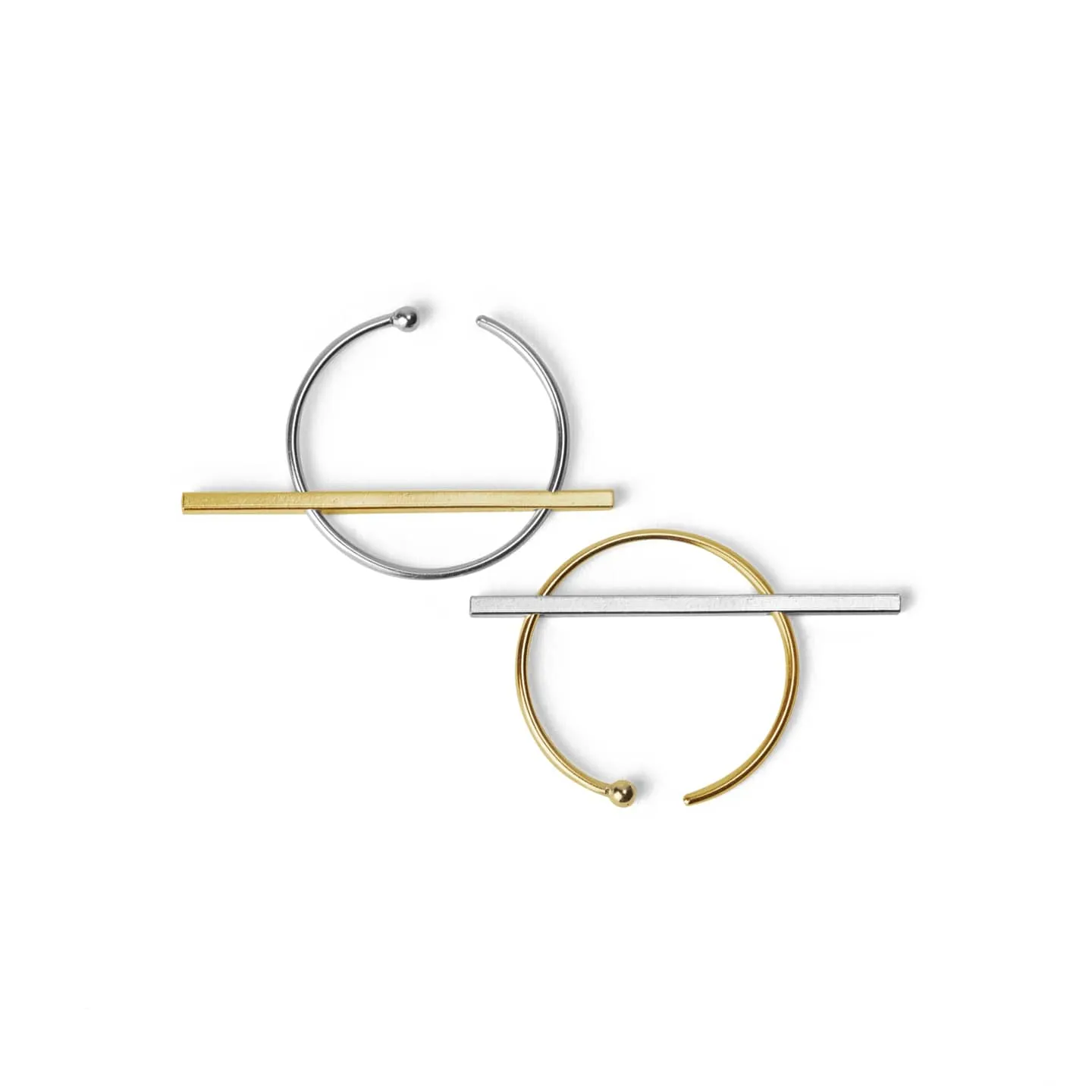 O1O1 earrings in 14K yellow gold and silver