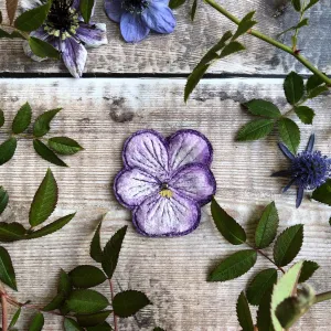 Pansy flower brooch