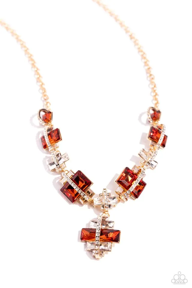 Paparazzi Necklace ~ Borderline Bling - Brown