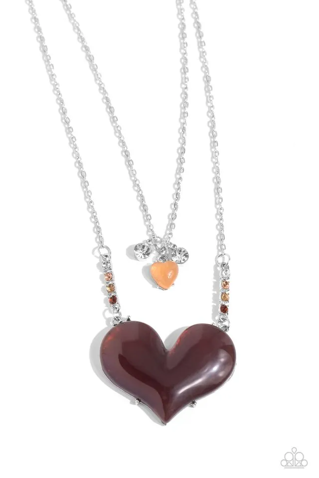 Paparazzi Necklace ~ Heart-Racing Recognition - Brown