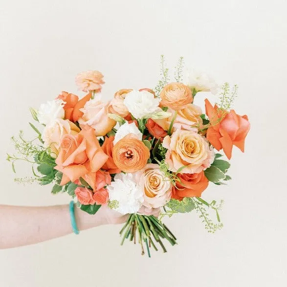 Peaches and Coral Bridal and 4-5 Bridesmaid Bouquets