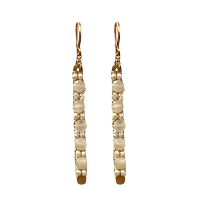 Pearl & Crystal Stick Earrings