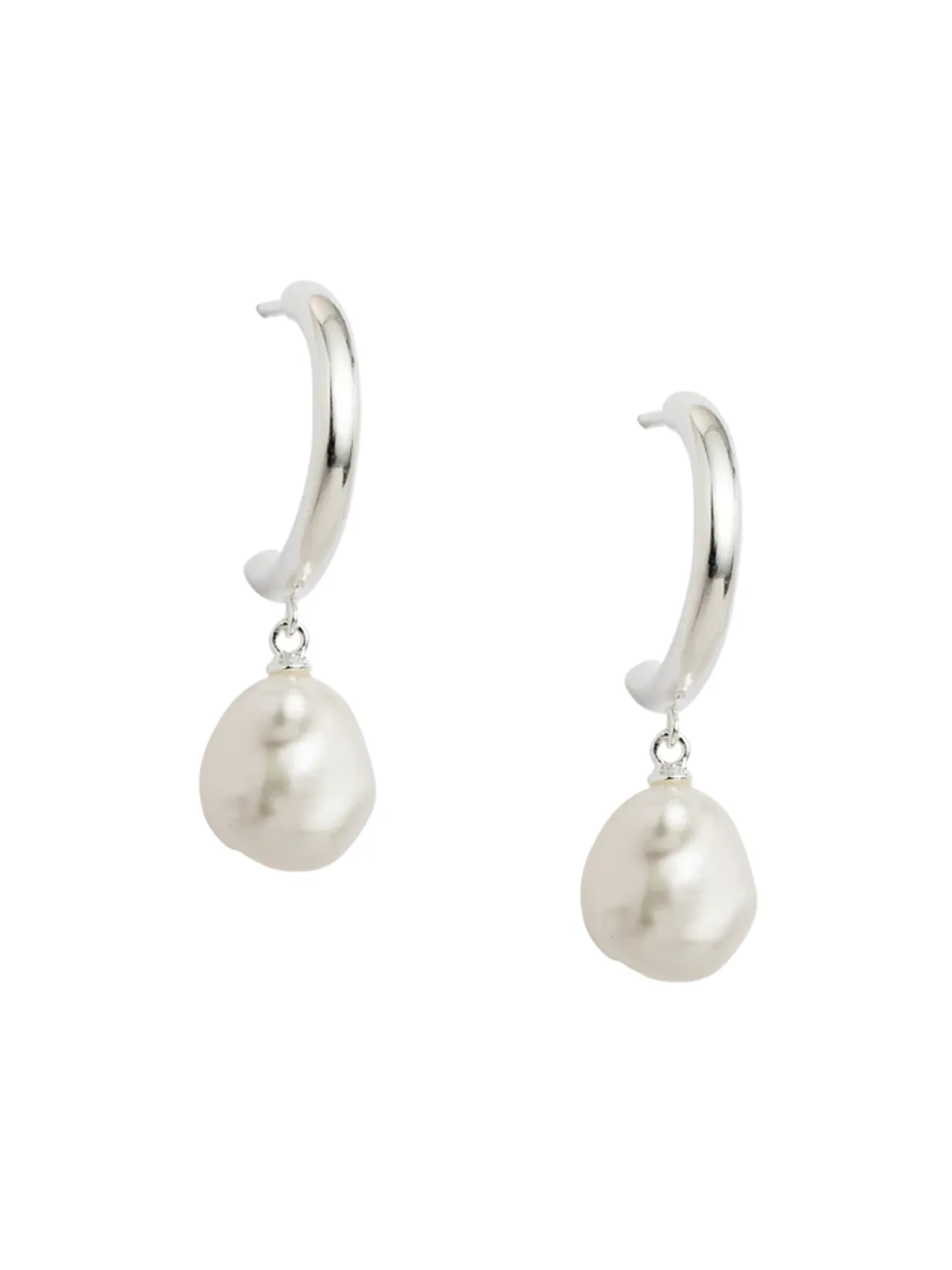 Pearl Drop Hoop Earrings