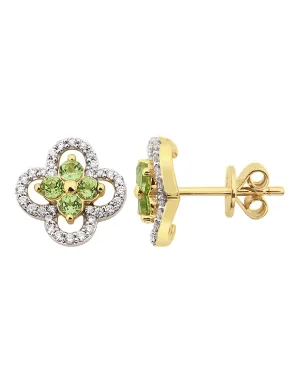 Peridot Earrings - 10ct Yellow Gold Peridot & Diamond Earrings - 786254