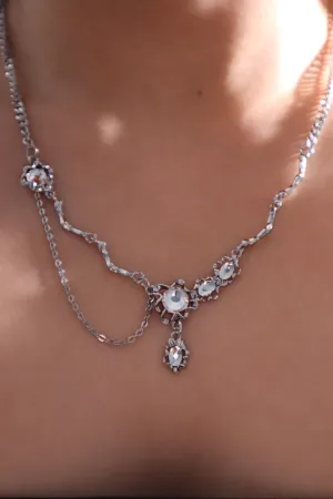 Platinum Plated Diamond Dangle Necklace