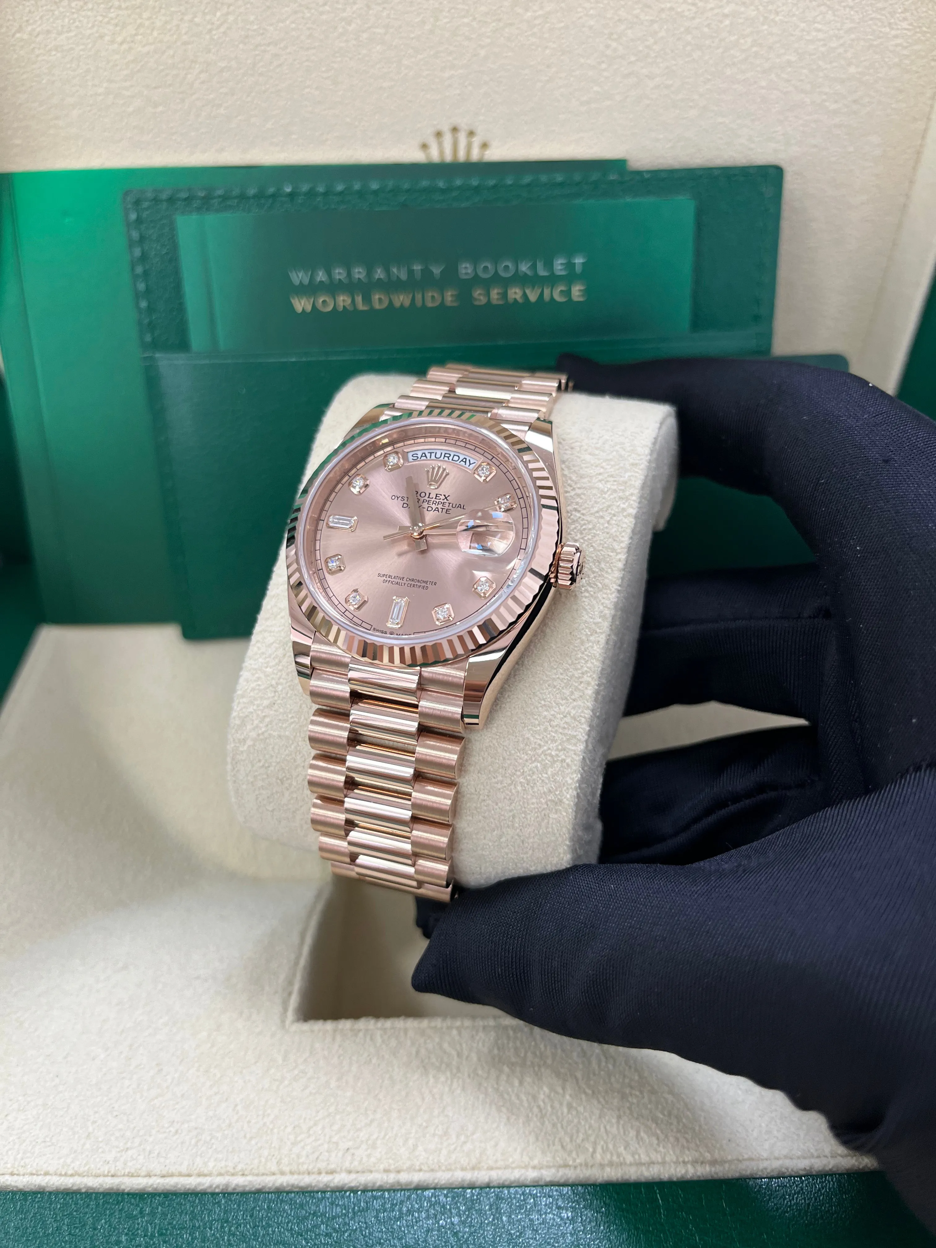 Rolex Day-Date 36 Everose Gold Day-Date 36 Watch - Fluted Bezel - Rosé Diamond Dial - President 128235