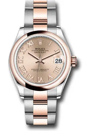 Rolex Steel and Everose Gold Datejust 31 Watch - Domed Bezel - Dark Rhodium Index Dial - Oyster Bracelet 278241 roro