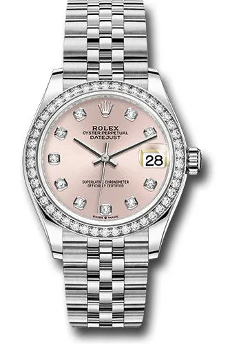 Rolex Steel and White Gold Datejust 31 Watch - Diamond Bezel - Pink Diamond Dial - Jubilee Bracelet - 278384RBR pdj