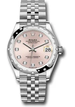 Rolex Steel and White Gold Datejust 31 Watch - Domed 24 Diamond Bezel - Pink Diamond Dial - Jubilee Bracelet - 2020 Release - 278344RBR pdj