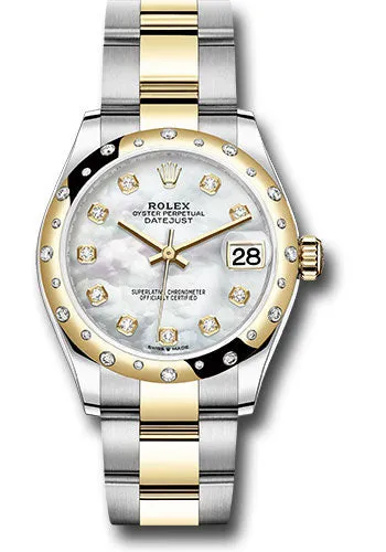 Rolex Steel and Yellow Gold Datejust 31 Watch - Domed Diamond Bezel - Mother-of-Pearl Diamond Dial - Oyster Bracelet 278343 mdo