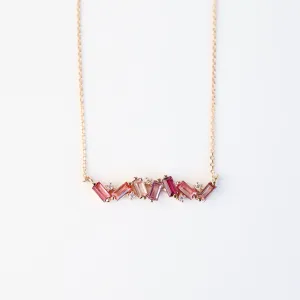 Rose Gold Frenesia Mixed Pink Topaz Bar Necklace