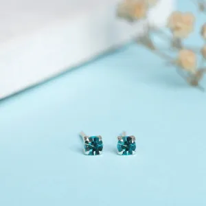 Sapphire Radiance 925 Sterling Silver Stud Earrings