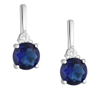 Sapphire Simulant Drop Earrings in Silver