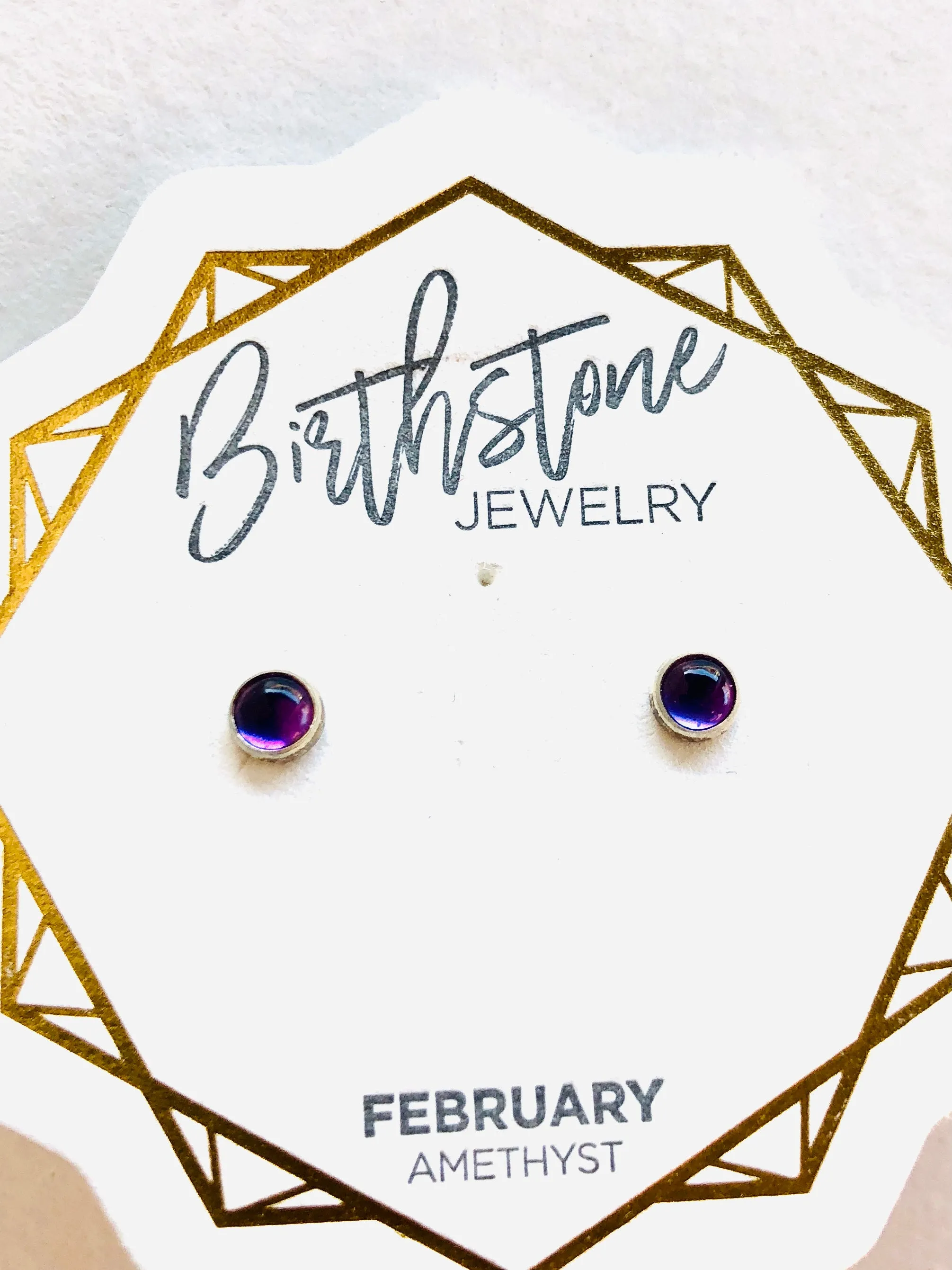 SILVER BIRTHSTONE STUD EARRINGS