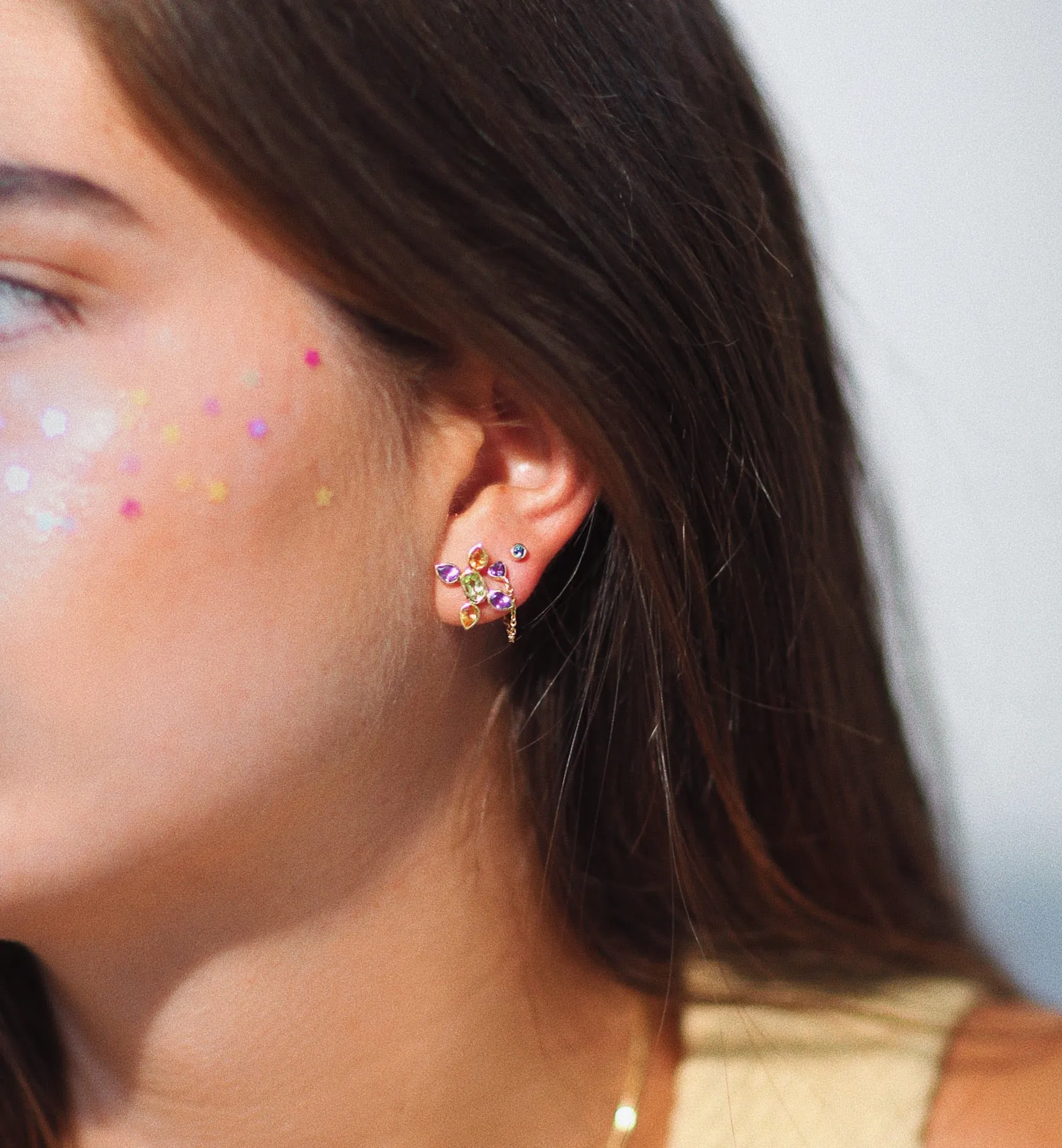 Single Kaleidoscope X Stud Earring 14K