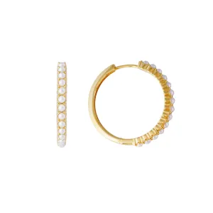 SLIM CRYSTAL PEARL MAXI HOOPS