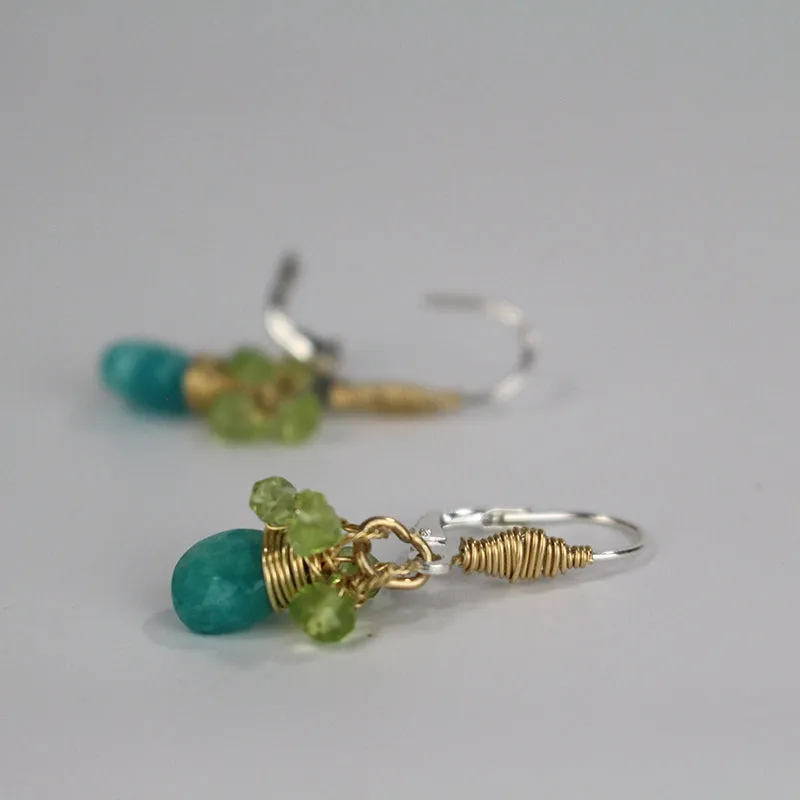 Small Jade Peridot Drop Earrings