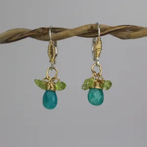 Small Jade Peridot Drop Earrings