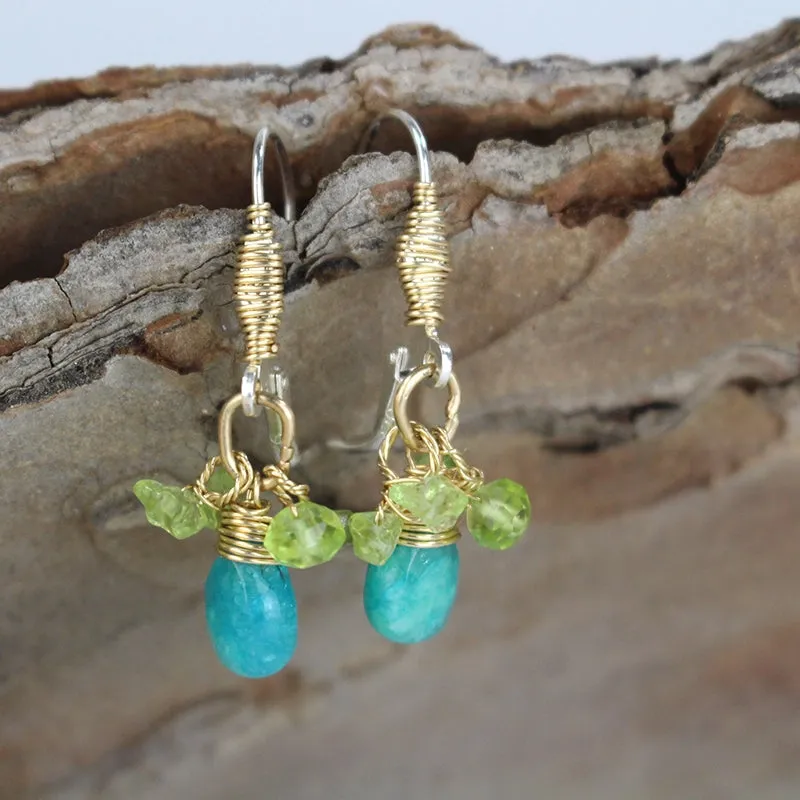 Small Jade Peridot Drop Earrings