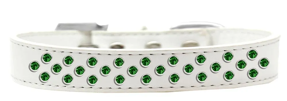 Sprinkles Dog Collar Emerald Green Crystals Size 16 White