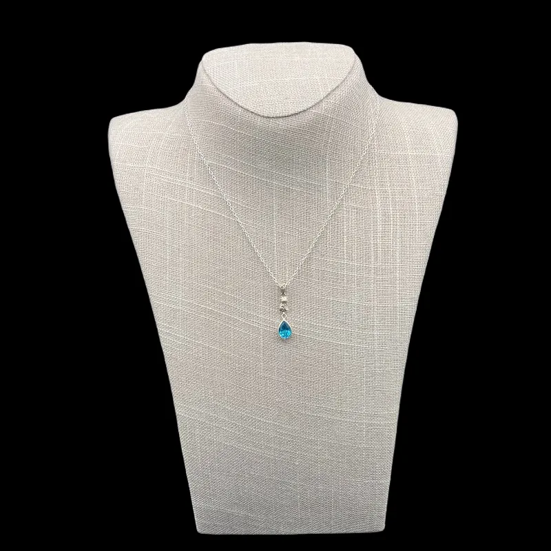 Sterling Silver Cat Blue Topaz Gemstone Necklace