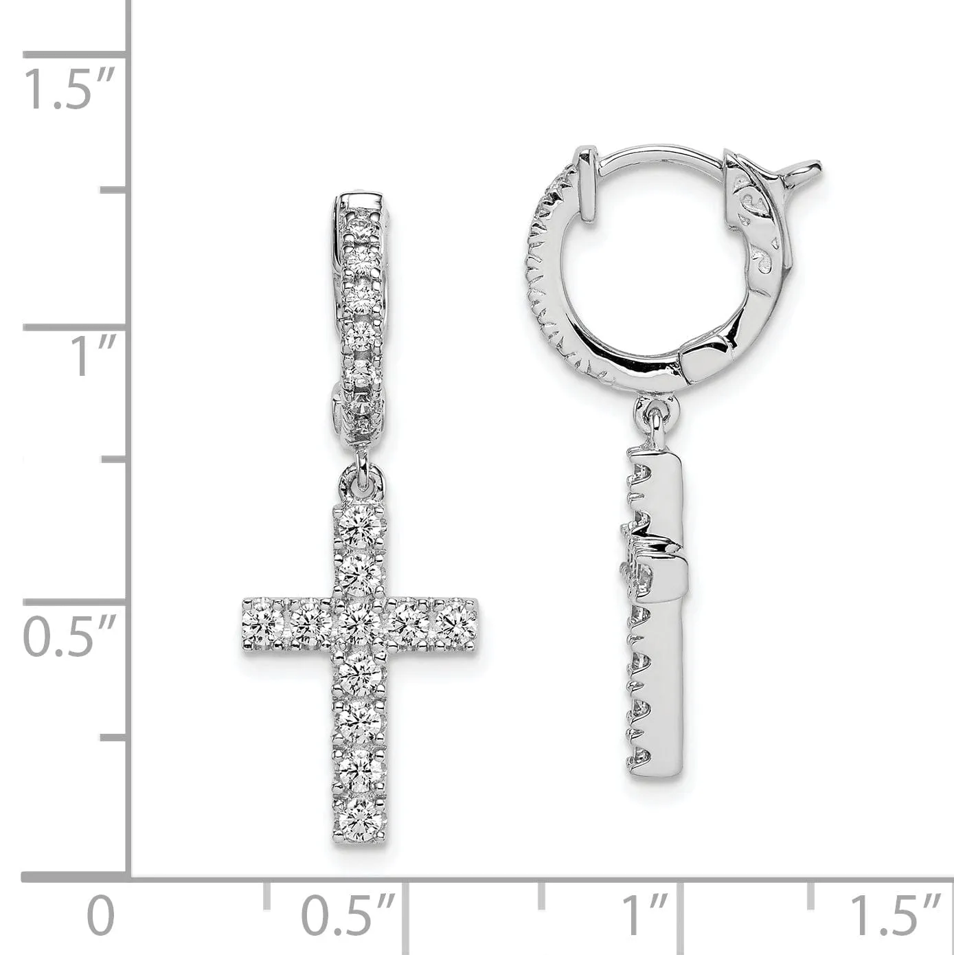 Sterling Silver Hoop Cross Earrings