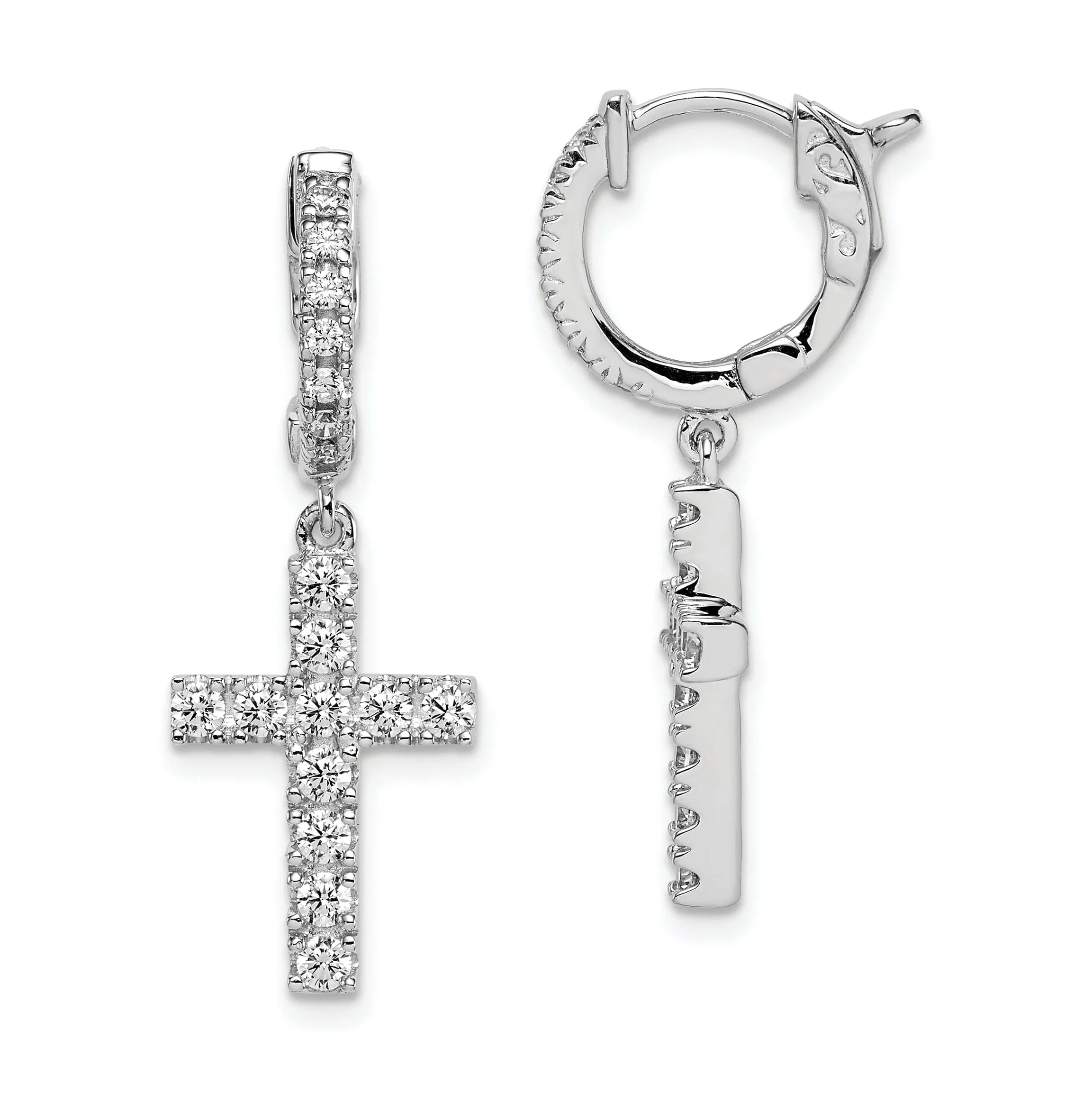 Sterling Silver Hoop Cross Earrings