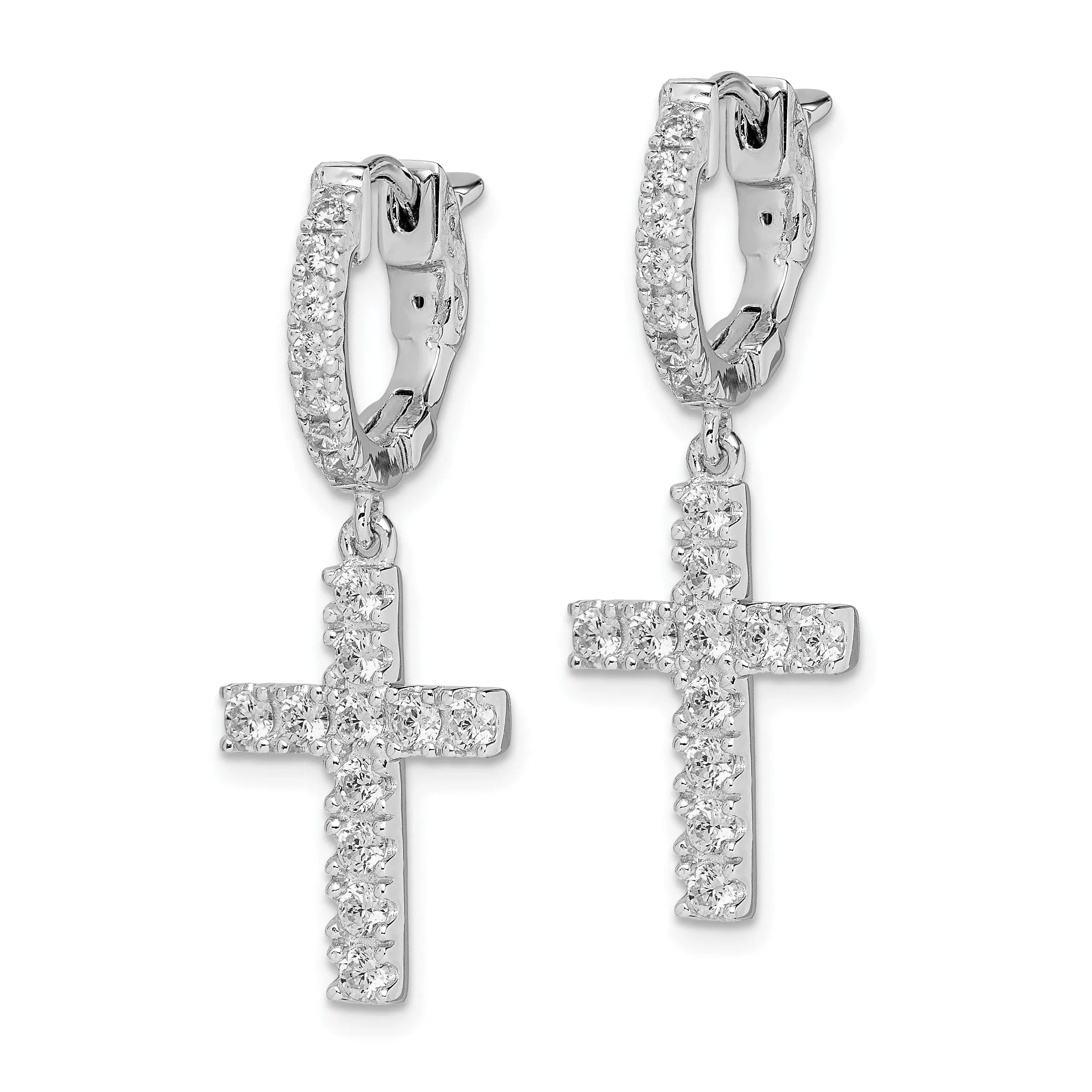 Sterling Silver Hoop Cross Earrings