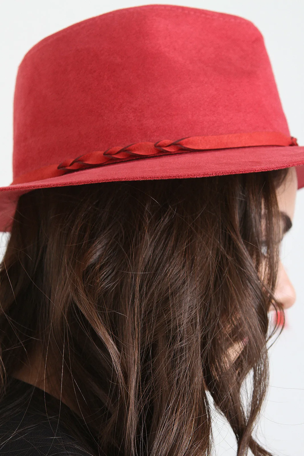 Suede Braid Trim Fedora Hat